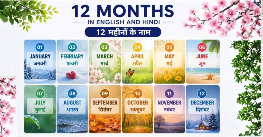 12 month name hindi and english